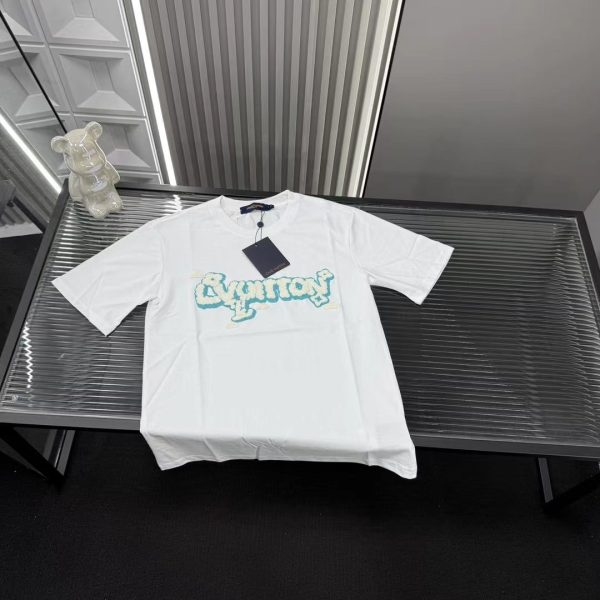 Luxury Louis Vuitton Short Sleeves White Embroidered Luxury