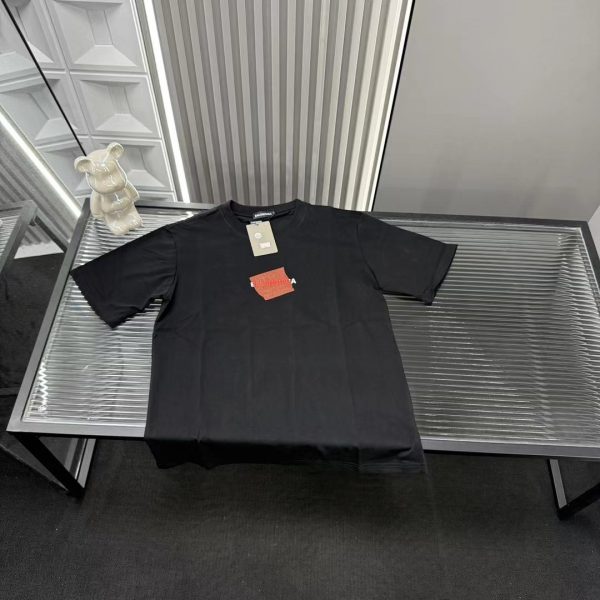 Premium Balenciaga Short Sleeves Black Embroidered Luxury