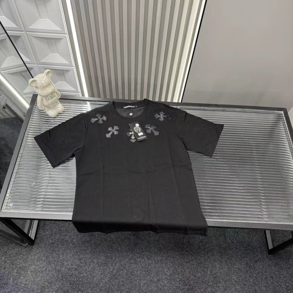Luxury Chrome Hearts Short Sleeves Black Embroidery Luxury