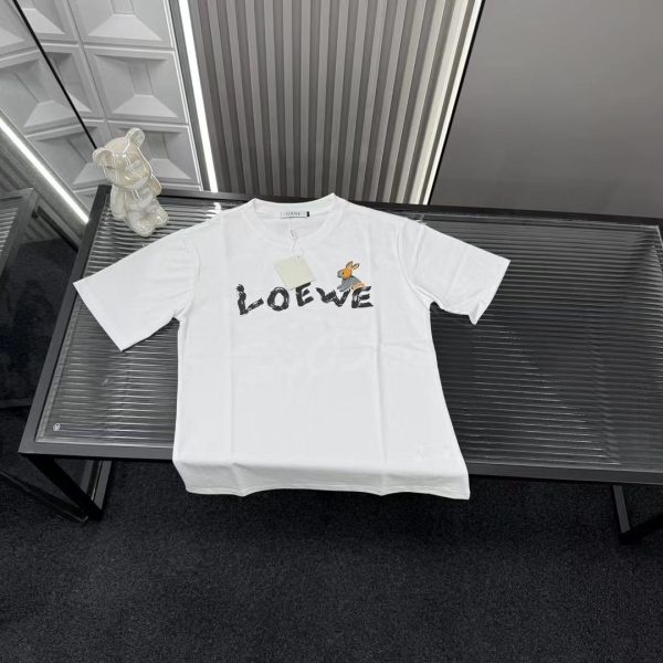 Luxury Loewe Short Sleeves White Logo Style