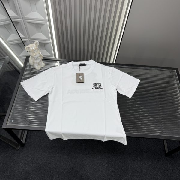 High Quality Balenciaga Short Sleeves White Embroidered Style