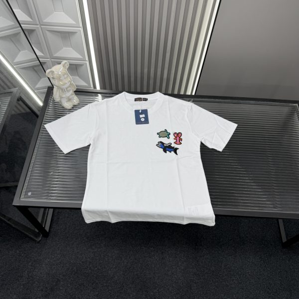 Premium Quality Louis Vuitton Short Sleeves White Embroidered Style