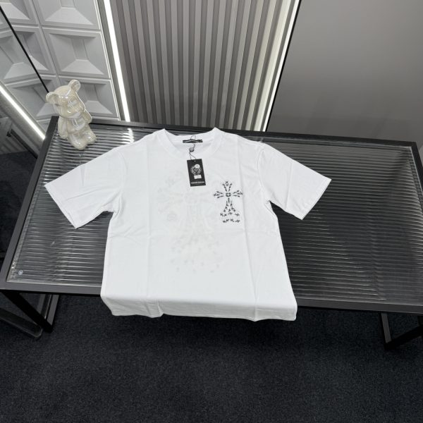 High Quality Chrome Hearts Short Sleeves White Embroidery Style