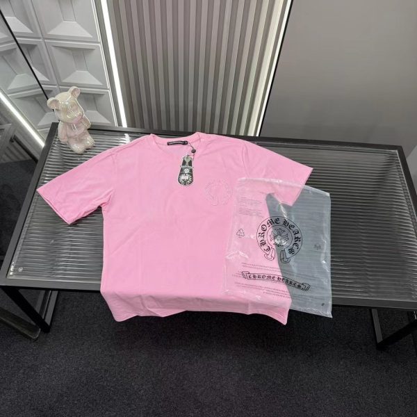 High Quality Chrome Hearts Short Sleeves Pink Embroidery Collection