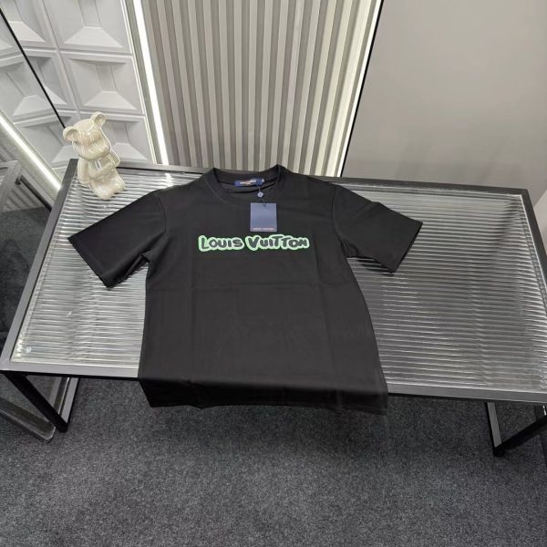 Premium Quality Louis Vuitton Short Sleeves Black Embroidered Luxury