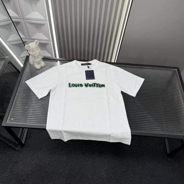 Luxury Louis Vuitton Short Sleeves White Embroidered Collection