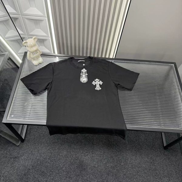 Premium Quality Chrome Hearts Short Sleeves Black Embroidered Collection