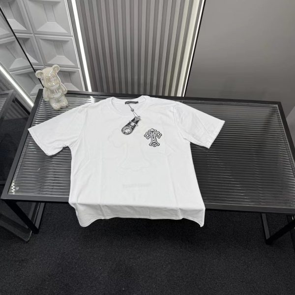 Luxury Chrome Hearts Short Sleeves White Embroidered Collection