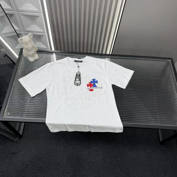 Premium Quality Chrome Hearts Short Sleeves White Embroidered Style