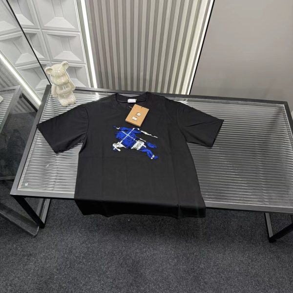 Premium Quality Burberry Short Sleeves Black Plaid Style