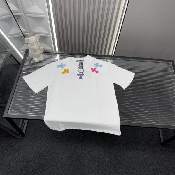 Premium Chrome Hearts Short Sleeves White Embroidered Collection