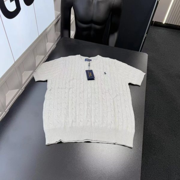 Premium Ralph Lauren Short Sleeves Gray Knit Embroidered Luxury