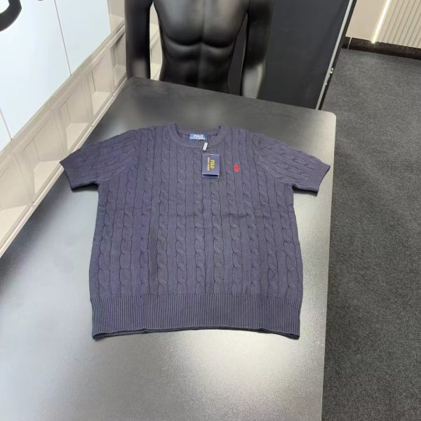 Premium Ralph Lauren Short Sleeves Navy Knit Embroidered Style