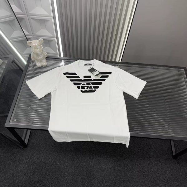 Premium Quality Armani Short Sleeves White Logo Style