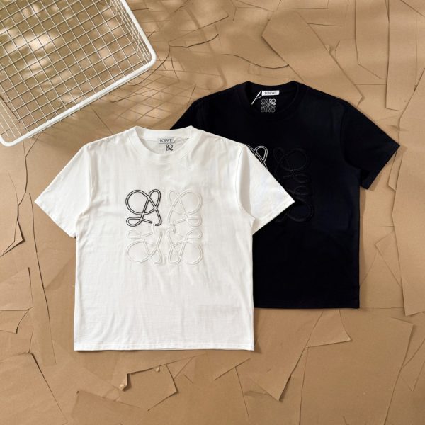 High Quality Loewe Short Sleeves White Cotton Logo Luxury