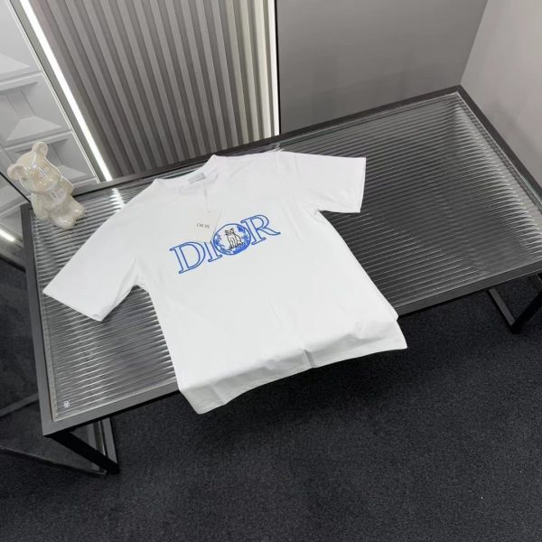 High Quality Dior Short Sleeves White Logo Style