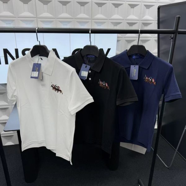 High Quality Ralph Lauren Short Sleeves Black Embroidered Collection
