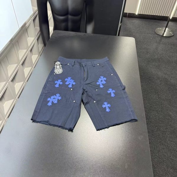 Luxury Chrome Hearts Shorts Navy Leather Luxury