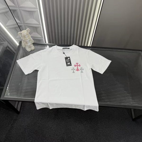 Premium Chrome Hearts Short Sleeves White Embroidered Luxury