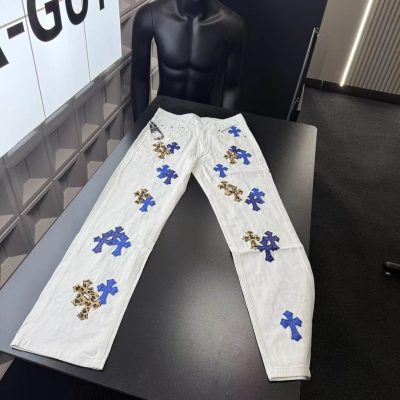 Premium Quality Chrome Hearts Trousers White Leather Style
