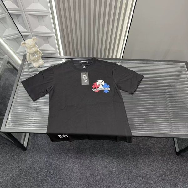 Premium Chrome Hearts Short Sleeves Blue Embroidery Style