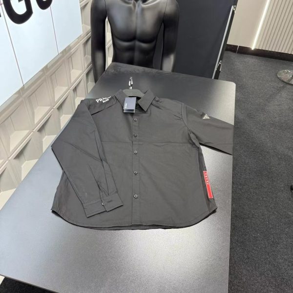Premium Prada Shirt Black Embroidered Luxury