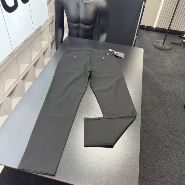 Premium Quality Louis Vuitton Trousers Black Silk Embroidered Style