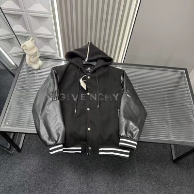 Premium Givenchy Jackets Black Leather Patchwork Collection