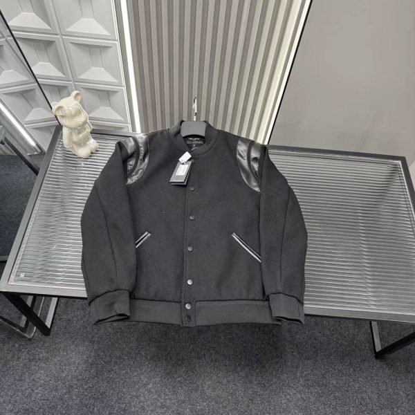 Luxury Yves Saint Laurent Coat Black Wool Classic Style