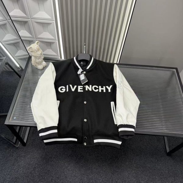 Premium Givenchy Jackets Black Leather Patchwork Style