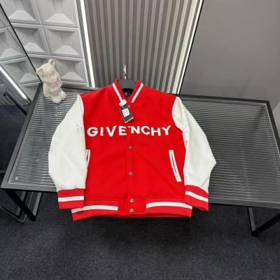 Premium Quality Givenchy Jackets Red Leather Patchwork Style