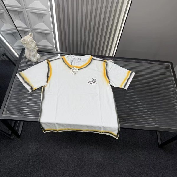 Premium Quality Loewe Short Sleeves White Embroidered Luxury