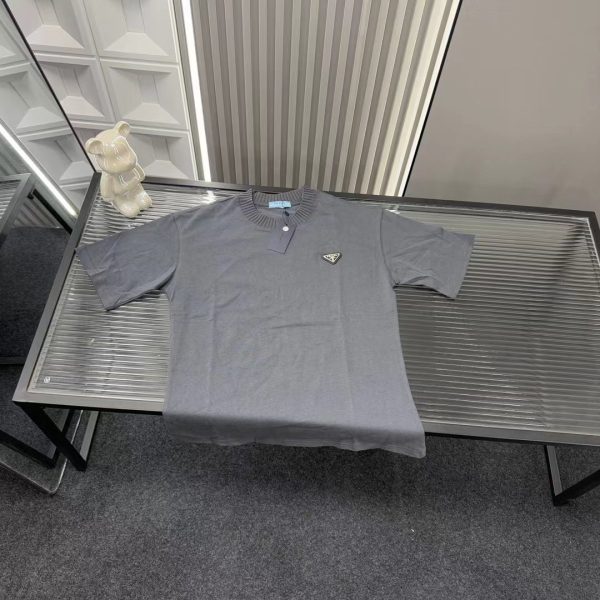 Best Selling Prada Short Sleeves Gray Solid Style