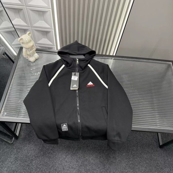 High Quality Adidas Jackets Black Embroidered Style