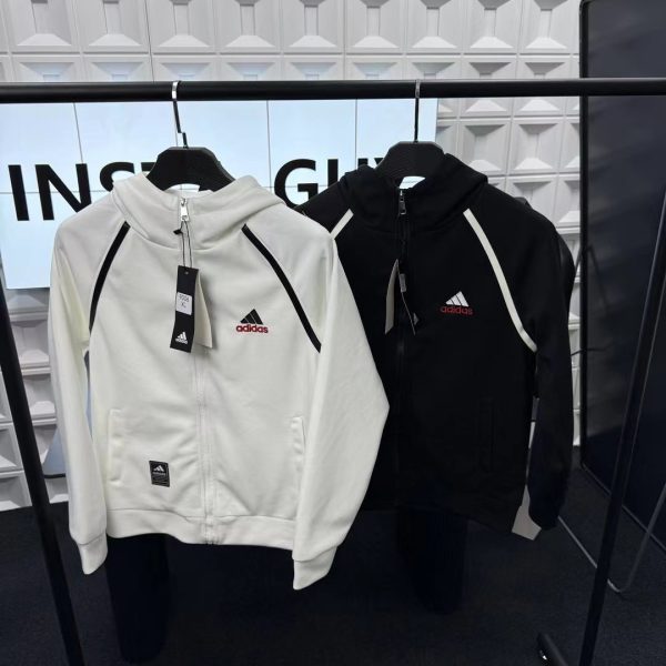 High Quality Adidas Jackets Black Embroidered Style