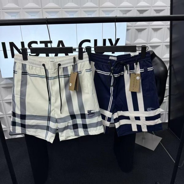 Premium Quality Burberry Shorts Navy Embroidered Collection