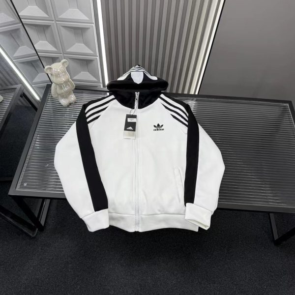 Luxury Adidas Coat White Embroidered Luxury