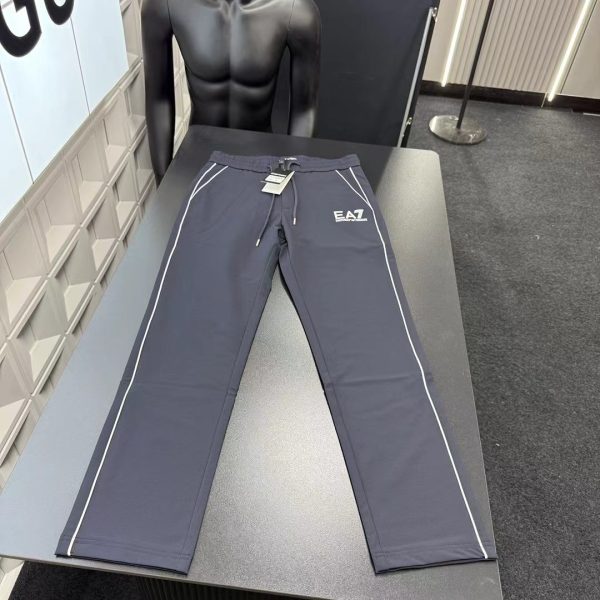 High Quality Armani Trousers Navy Embroidered Luxury