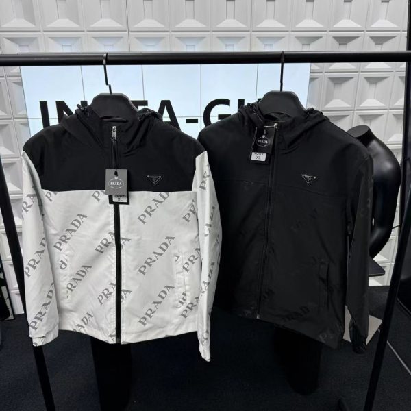 High Quality Prada Jackets White Logo Luxury