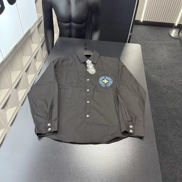 Luxury Chrome Hearts Shirt Black Embroidered Luxury