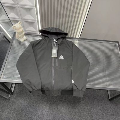 High Quality Adidas Coat Black Logo Luxury