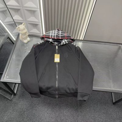 Premium Burberry Coat Black Patchwork Luxury