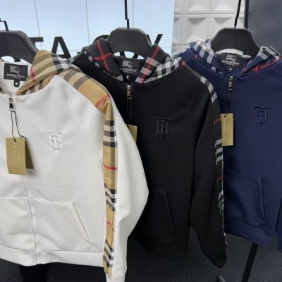 Premium Burberry Coat White Patchwork Luxury