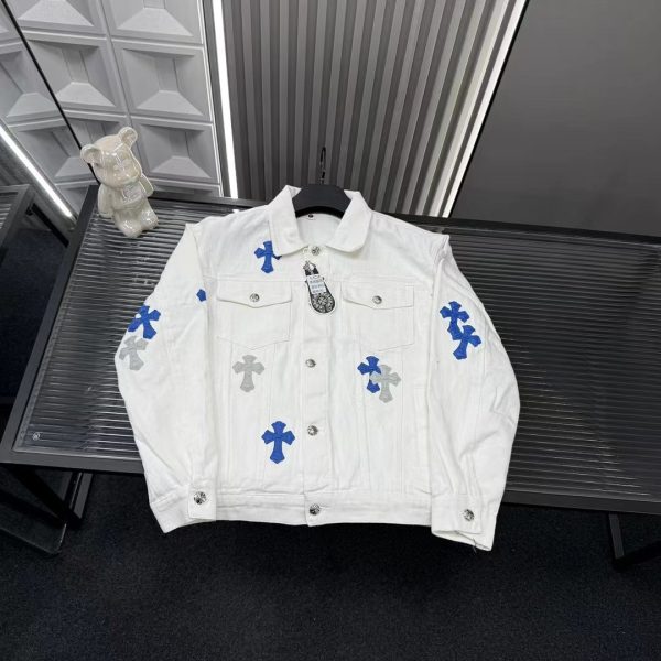 Luxury Chrome Hearts Jackets White Denim Embroidered Luxury