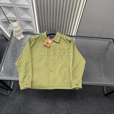 High Quality Louis Vuitton Jackets Green Denim Embroidered Luxury