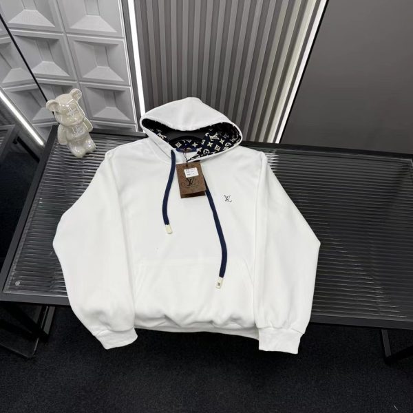 Premium Louis Vuitton Sweatshirts White Embroidered Style