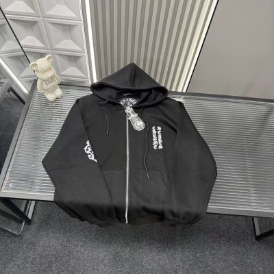 Premium Quality Chrome Hearts Coat Black Embroidered Luxury