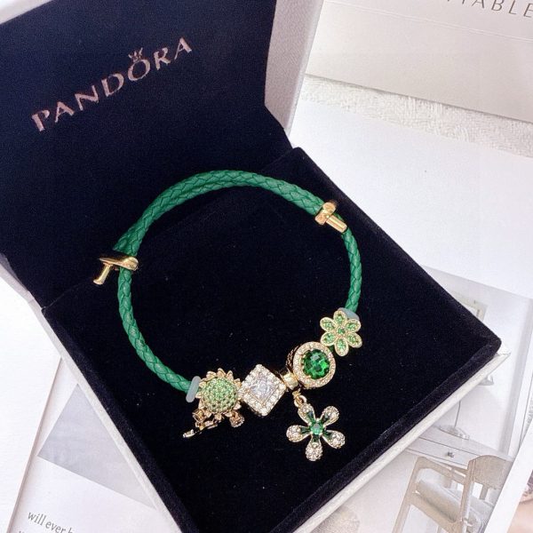 Best Selling Pandora Bracelet Green Leather Collection