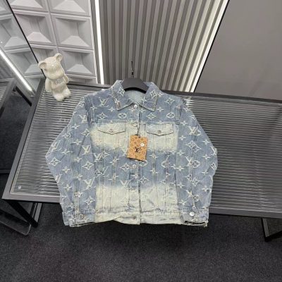 Premium Louis Vuitton Jackets Blue Denim Distressed Collection