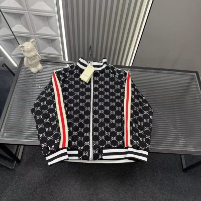 High Quality Gucci Coat Black Monogram Luxury